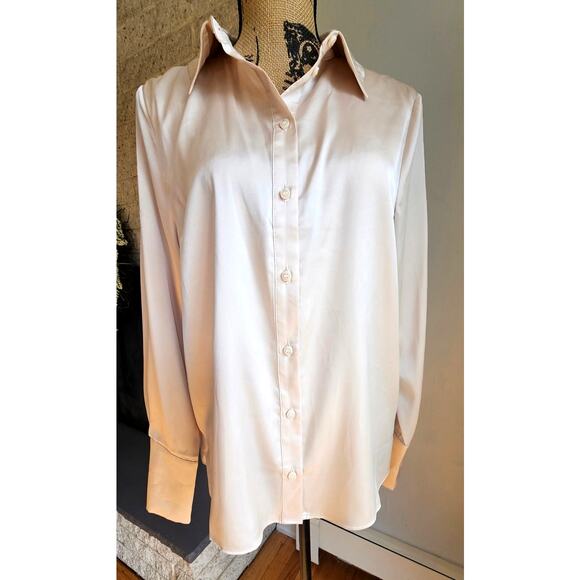 Topshop Button Down Silky Cream Blouse, Casual, Business, Corpcore,  Womens Sz 8 - Picture 2 of 6